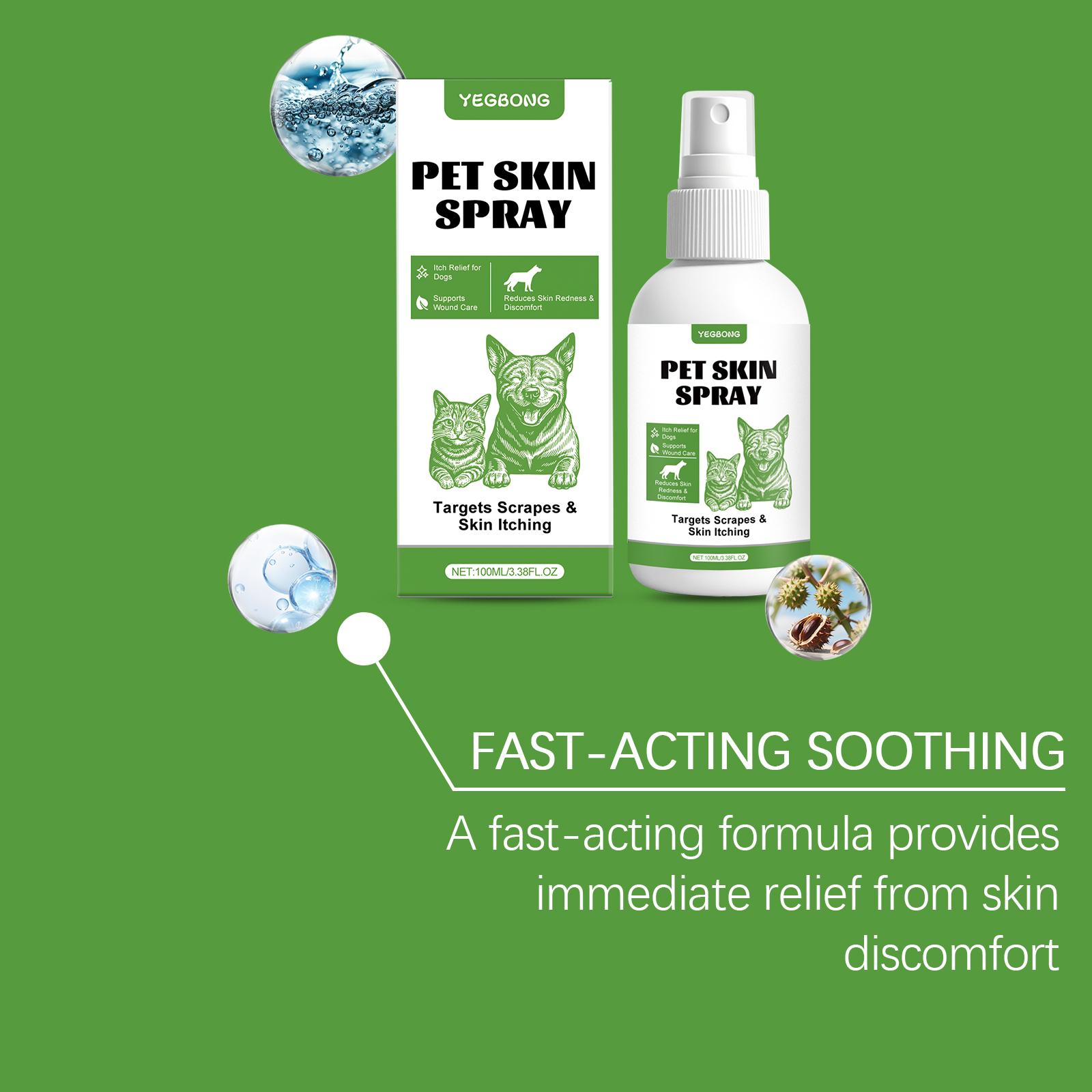 Yegbong Pet Skin Spray with Colloidal Silver & Centella Asiatica for Itchy Skin Relief and Wound Care 100ml