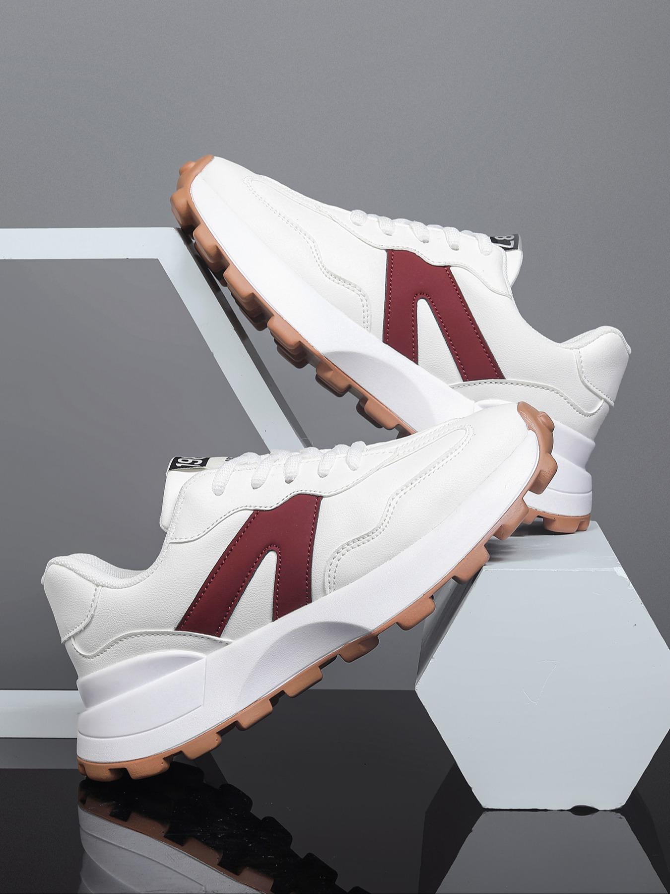 Girl's Fashionable Patchwork Design Lace Up Sneakers, Casual Comfortable Breathable Sporty Running Shoes, All-match Basic Shoes for Daily Wear