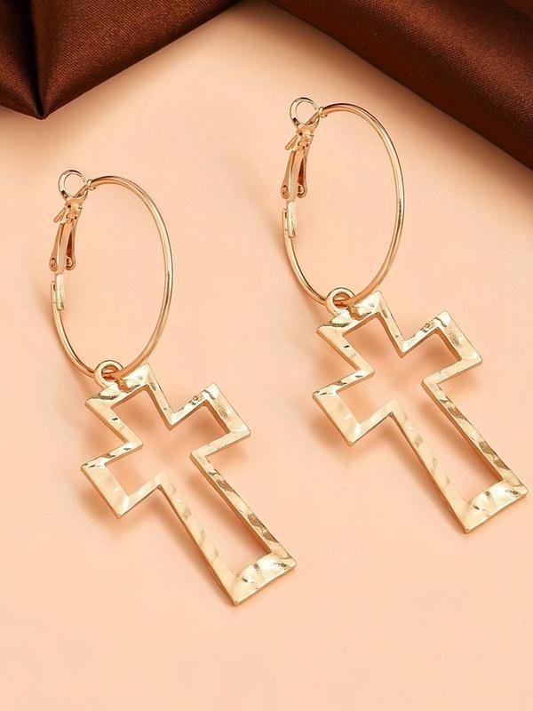 Trend Cross Design Dangle Earrings, 1 Pair Vintage Trendy Dangle Earrings, Chic Gorgeous Jewelry As Gift for Girlfriend