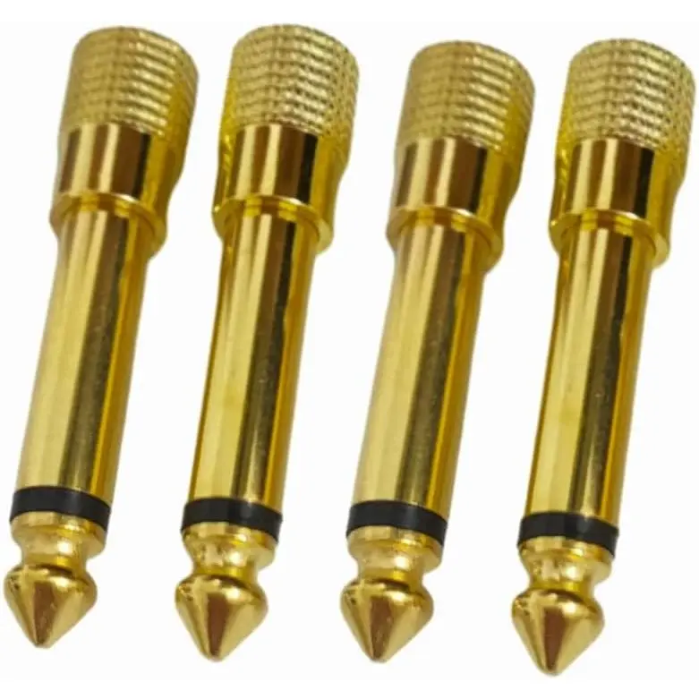 1/4 Mono to 1/8 Mono Adapter, 6.35mm TS Male Plug to 3.5mm Female (Mono to Mono) Audio Adaptor Audio Connector Golden - (4 Pcs)
