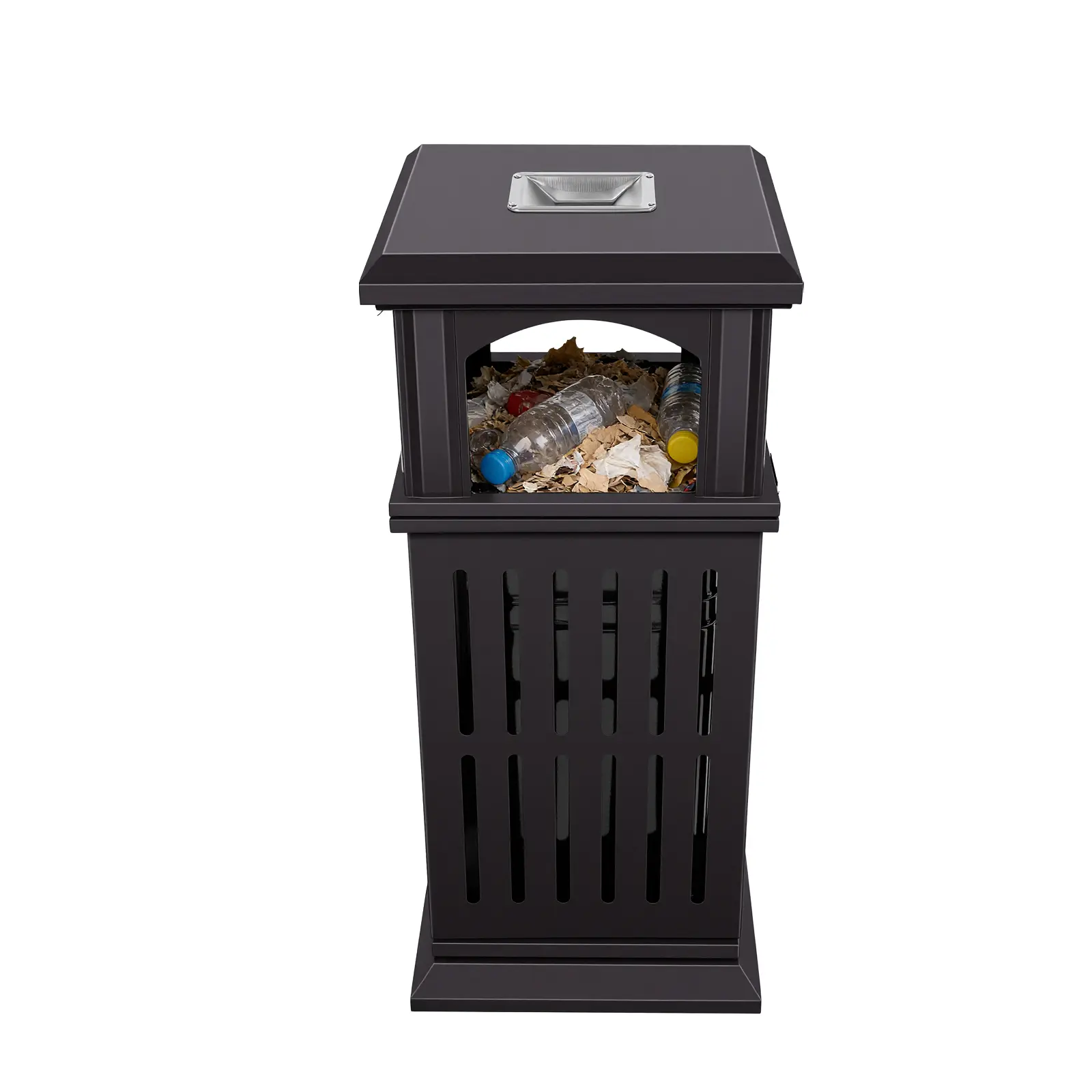 Lockable Stainless Steel Commercial Outdoor Trash Can - 1 Galvanized Steel Trash Can for Public Spaces, Garage, Parks, Courtyards
