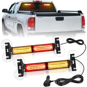 Nilight 40LED Amber Red   Strobe Traffic   Light Bar with Suction Cups Dash Safety     Flashing Lights Interior Front/Rear Windshield for Trucks Construction  s