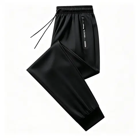 Men's Adjustable Stretch Active Activewear Pants - Quick-Dry Athletic Bottoms with Zippered Pockets, Drawstring Tie, Lightweight Design for Gym Fitness Sportswear, Gym Running Bottoms