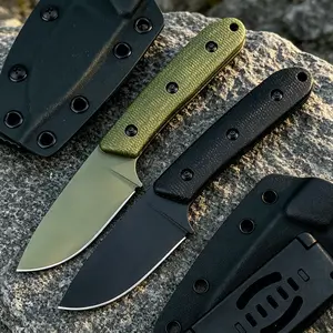 Outdoor Fixed-Blade Knife D2 Steel Blade Micarta Handle Camping & Hiking Meat Cleaver Multi-Tool Gift for Men Includes Sheath