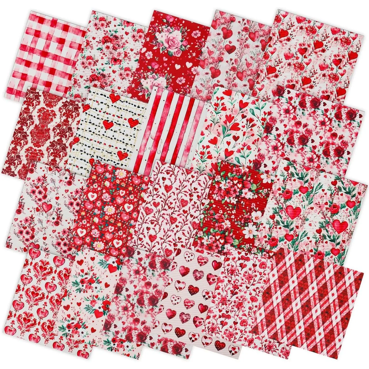 42Pcs Jelly Roll Pre-Cut Soft Cotton Quilting Fabric Strips 2.5 x 2.5 Inch Bundles for Quilting Crafting Sewing Red