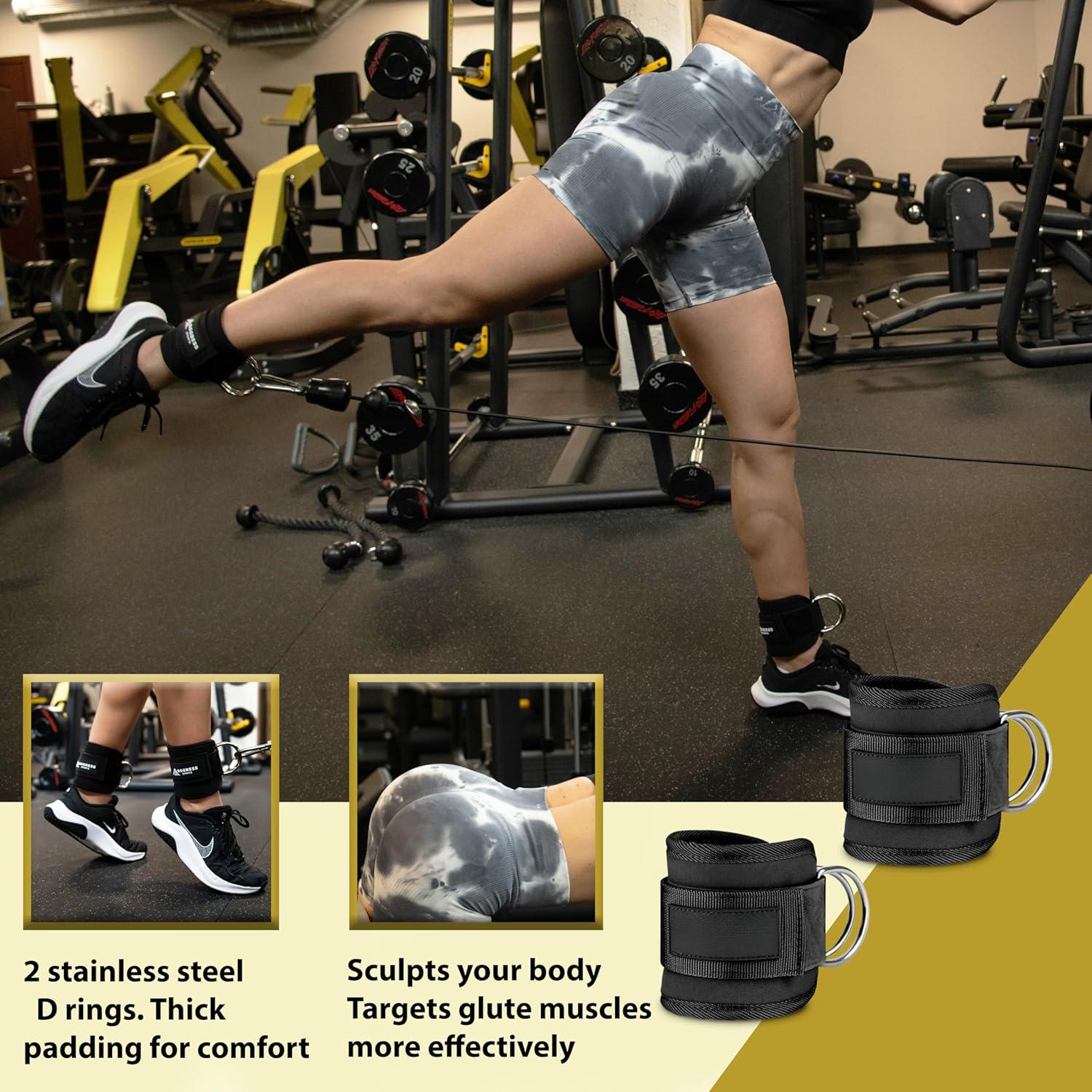 Barbell Pad Set for Thrusts - Squat Pad for Barbell Lunges, Bench Press, with 2 Gym Ankle Straps, Resistance Bands - Gym Accessories for Women with Carry Bag, Towel Barbell Pad Set for Thrusts - Squat Pad for Barbell Lunges, Bench Press, with 2 Gym Ankle Straps, Resistance Bands - Gym Accessories for Women with Carry Bag, Towel