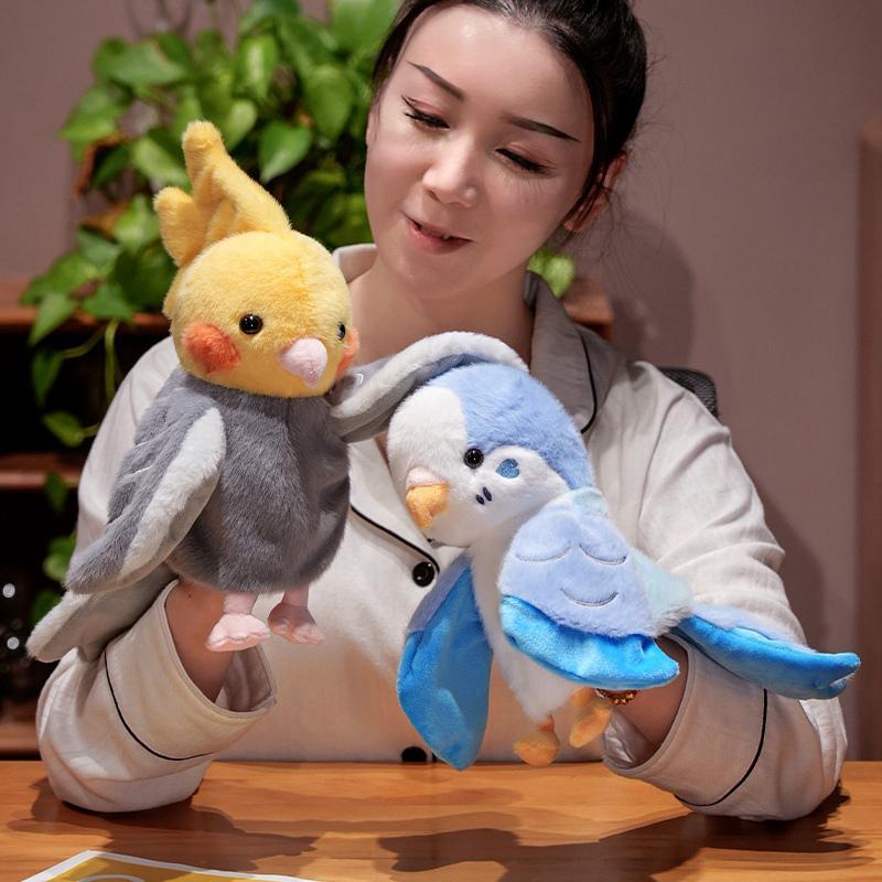 Bird Soft Stuffed Toys Doll Parrot Cosplay Plush Doll Educational Baby Toy Kawaii Cockatiel/Budgerigar/Monk Parakeet Hand Puppet