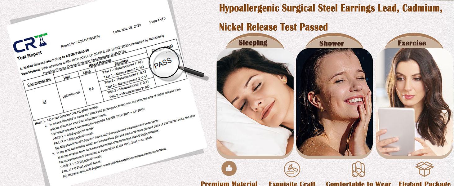 Jstyle 12 Pairs Hypoallergenic Surgical Steel Earrings for Sensitive Ears 14K Gold Plated Flat Back Earrings for Women Men Small Stainless Steel Earrings Flatback Stud Hoop Cartilage Earring Set for Multiple Piercing