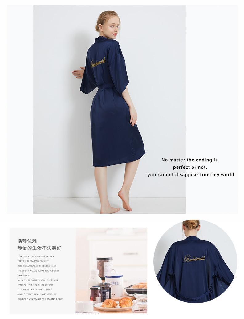 Women Kimono Bathrobe Gown Sexy Sleepwear Satin Home Clothing Intimate Lingerie Casual Bride Bridesmaid Wedding Gift Nightgown