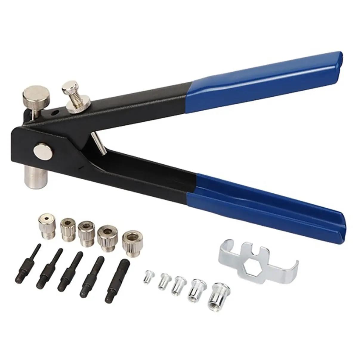 86 count Rivet Nut Tool Kit Hand Riveter Set with M3/M4/M5/M6/M8 Threaded Rivet Nut and Mandrel