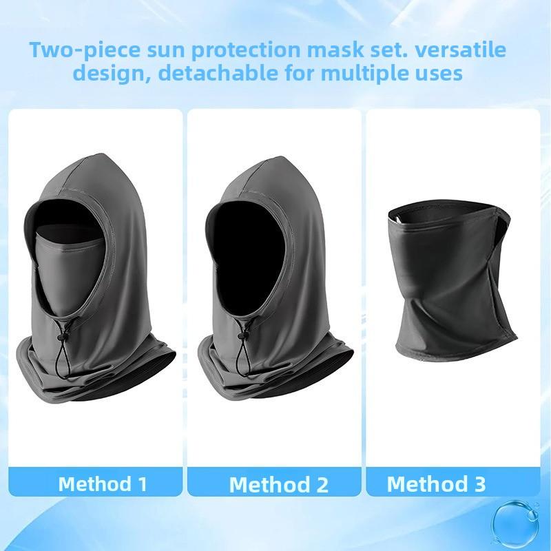 Outdoor riding sunscreen headgear full face cover removable sunscreen mask thin summer ice silk motorcycle sunscreen cap