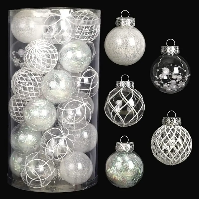 Transparent Christmas Ball Ornament, 30 Carat 2.36 Inch Christmas Decoration, Shatter-Resistant Hanging Tree Decor, Wedding & Holiday