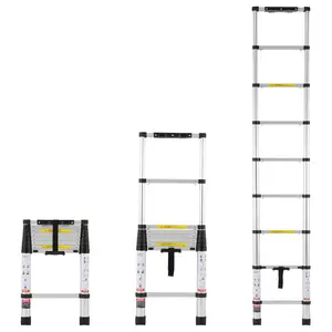 【DealsForYouDays】VEVOR Telescoping Ladder, 8.5FT Aluminum Lightweight Extension Ladder, One-button Retraction Collapsible Ladder, 375 LBS Capacity with Non-slip Feet, Portable Compact Ladders for Home, RV, Loft