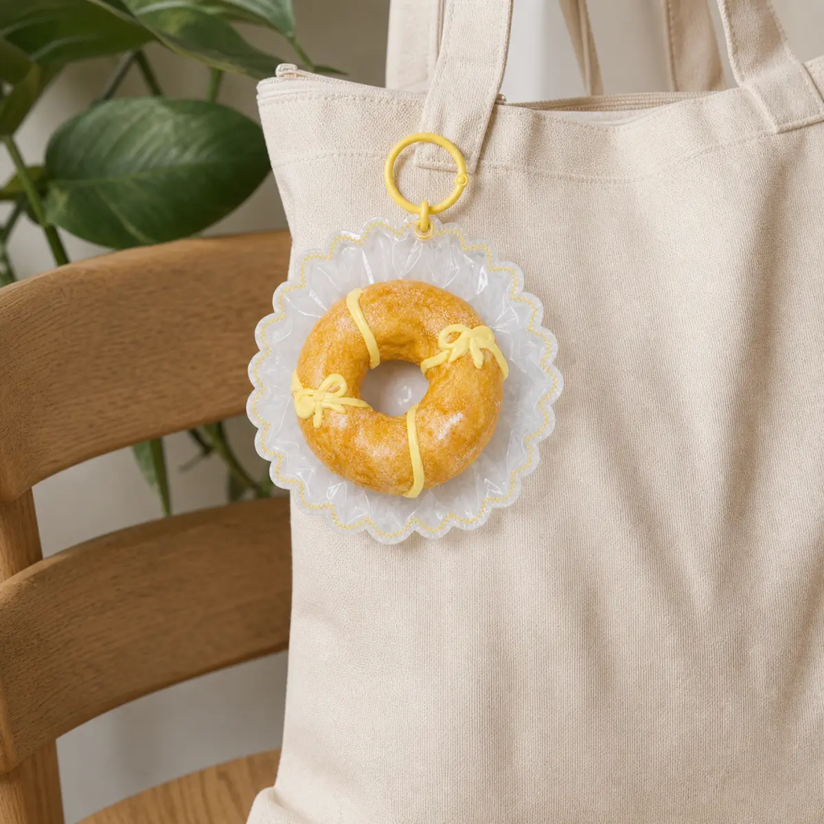 Bow Donut Squishy Keychain, Slow Rising Stress Relief Fidget Toy