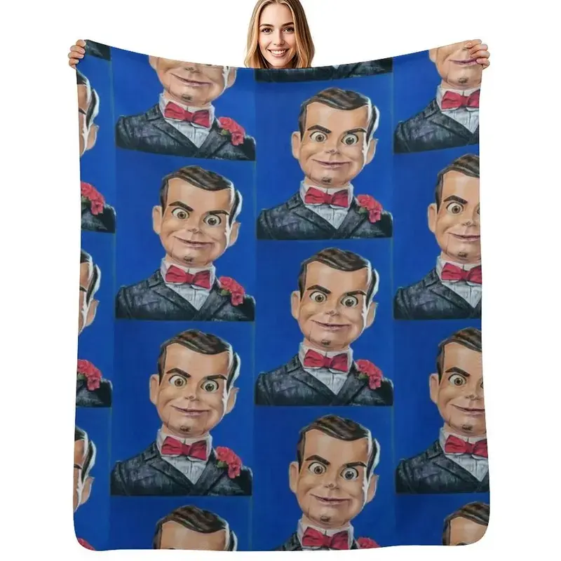 Spooky Goosebumps Ventriloquist Dummy Throw Blanket Easy Care Comfortable Blanket for Couch Fluffy Skin‑friendly Throw Blanket, Warm Lightweight Bed Blanket, Portable Travel & Sofa Blanket, Perfect Gift Option for Every Occasion, Durable Multi‑use Home Wa