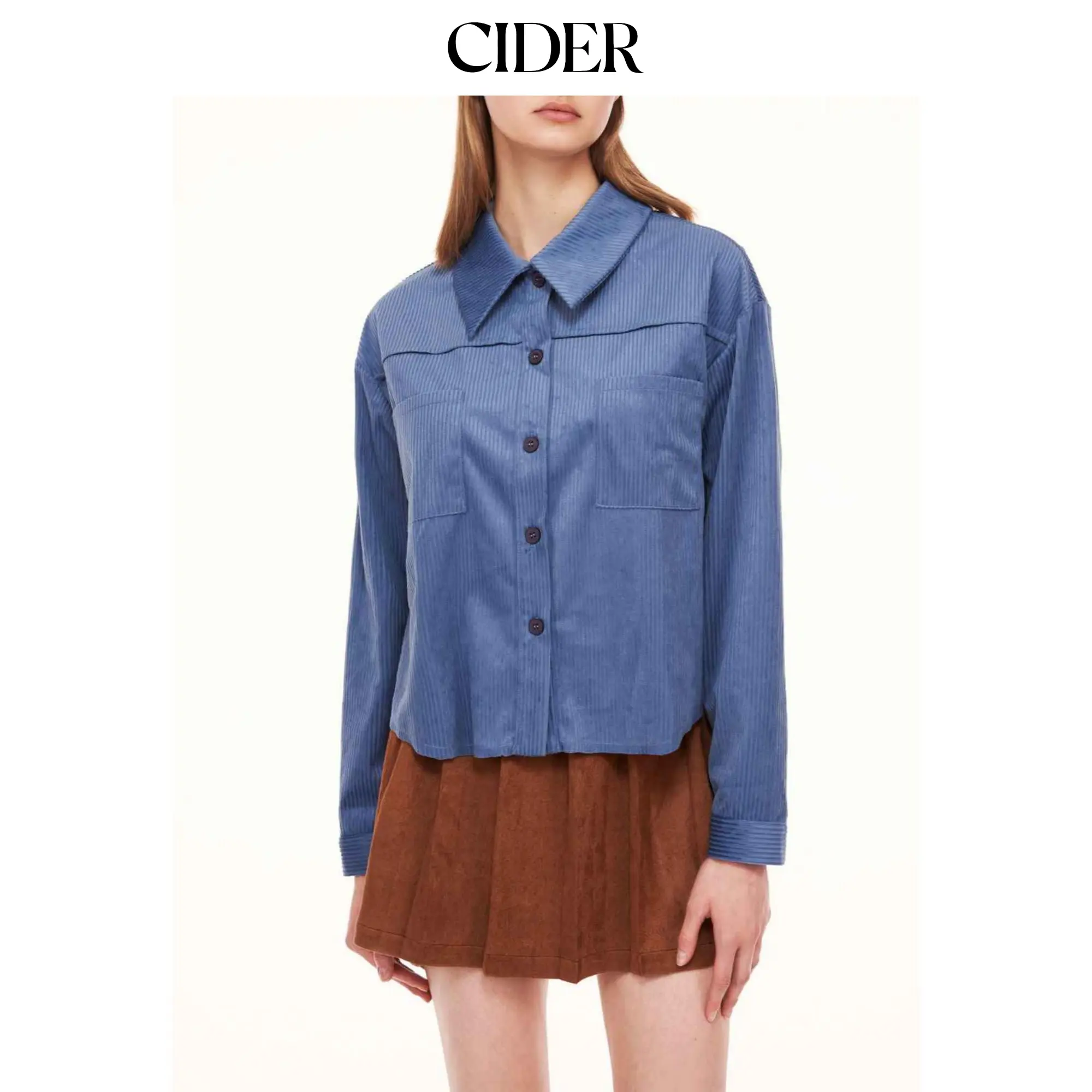 Cider Corduroy Long Sleeve Blouses SohoChic