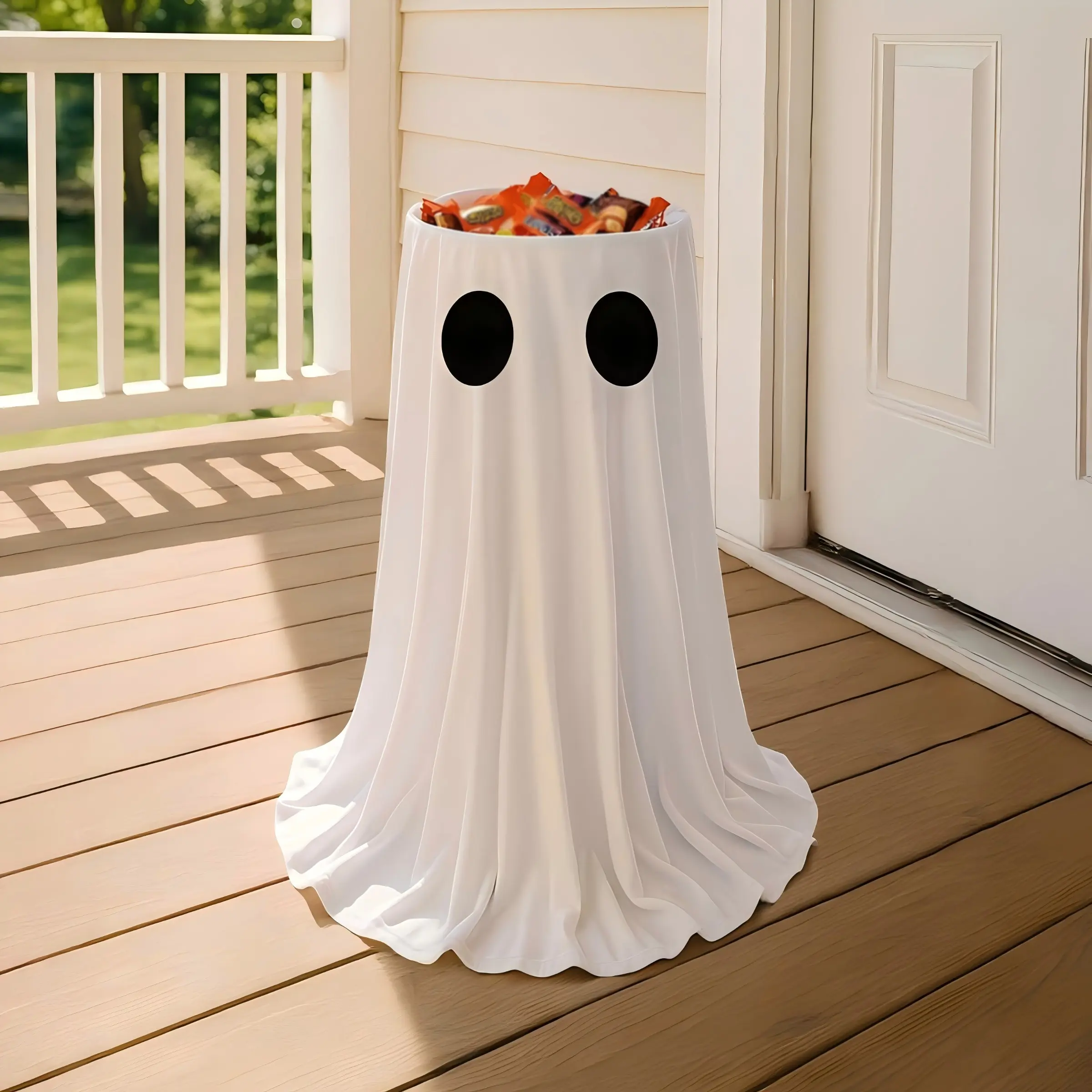 1pc Halloween Creative Candy Holder - Ghost Decor for Outdoor Entryway - Party Event Scene Setup, 21-39 Inches Adjustable Height / Requires Battery Installation