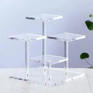Square Acrylic Display Rack, Transparent Multi-Level Organizer, Perfect for Figurines, Anime Collectibles, Perfumes, Cosmetics