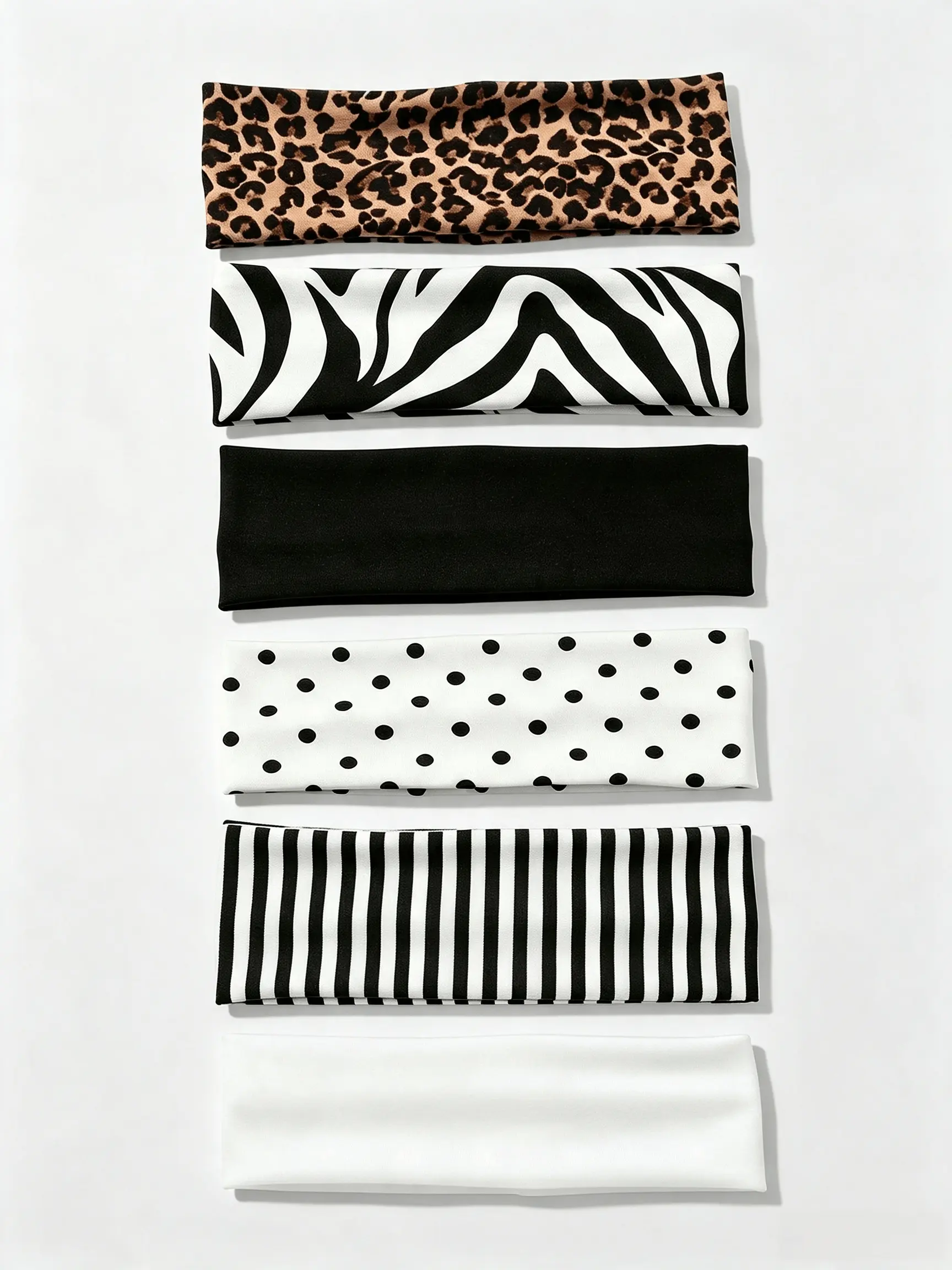 6 Pcs Women's Fashion Polka Dot Striped Leopard Zebra Hairbands, Yoga Sports Hair Bands, Daily Use, Stylish and Comfortable