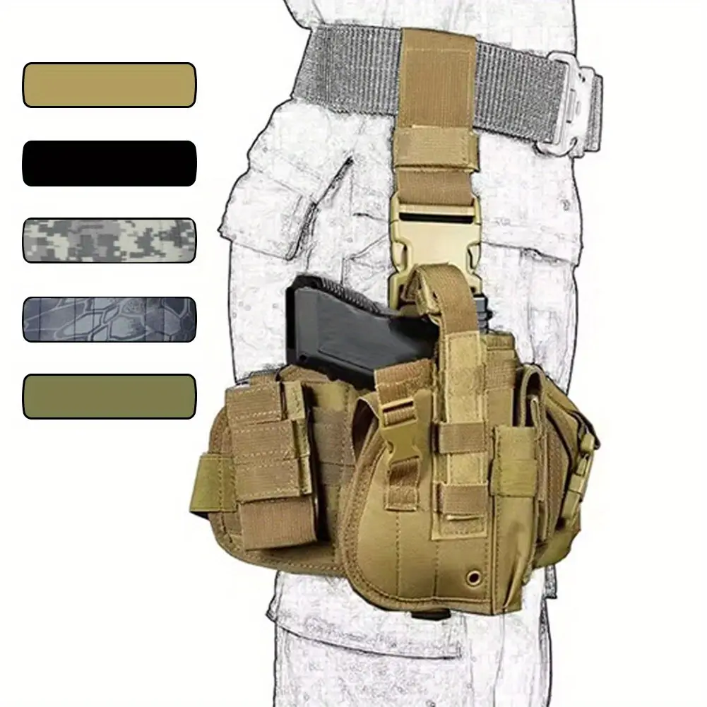 900D Oxford Waterproof Right Thigh Gun Holster Suitable for Men and Women Outdoor Gun Bag for Hunting, Hiking, Shooting Training, Tactical Pistol Bag
