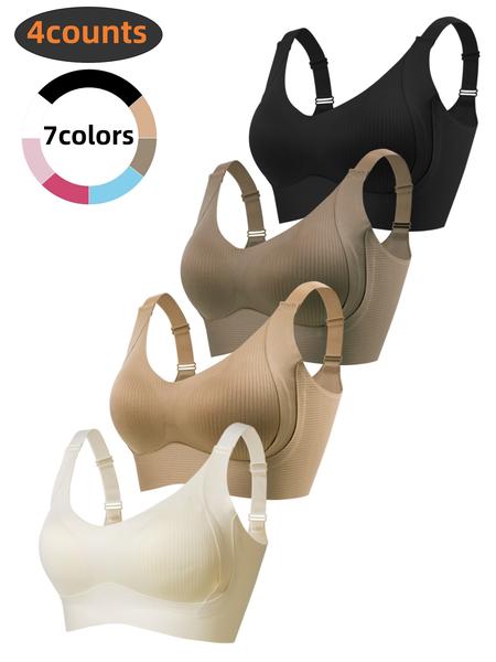 4-Pack Women's Wireless Bra Set, Adjustable Strap Comfortable Fit, Soft & Breathable Fabric, Perfect for Daily Wear, Ladies Underwear Essentials