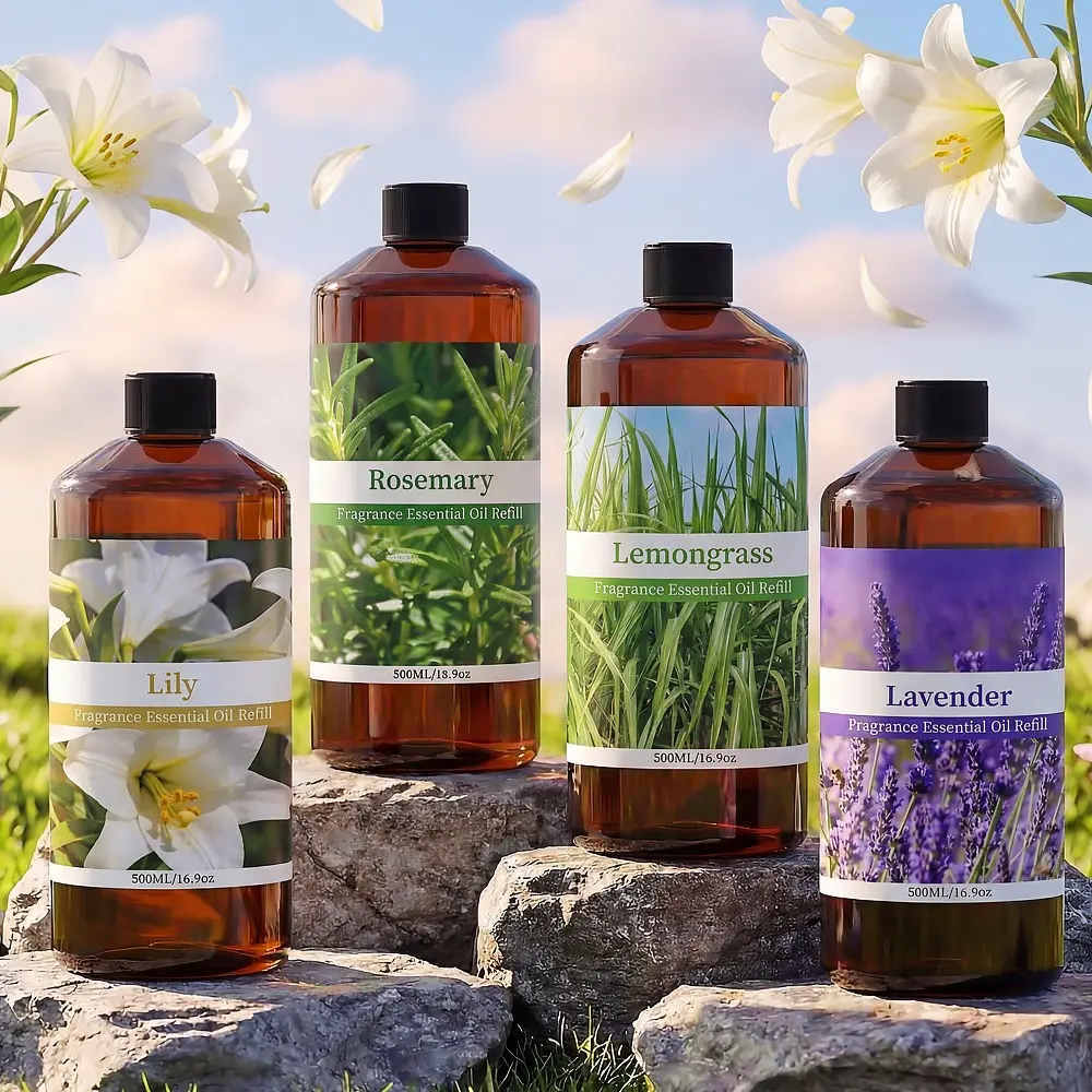 500ml Aromatic Essential Oil Refill—Plant-Based Extract, High Concentration, Long-Lasting Fragrance. Ideal for adding aromatic essential oils to various diffusers. Also makes a great holiday gift.