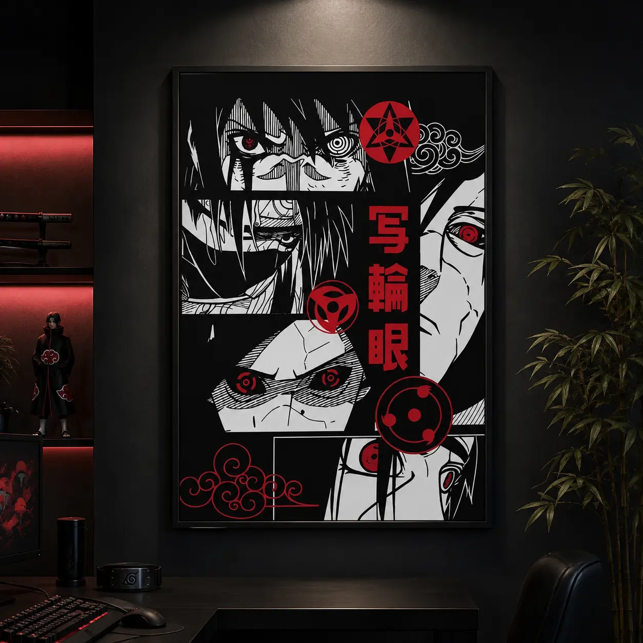 Uchiha Clan Sharingan Poster - Sasuke & Itachi Wall Art |     Naruto Manga-Inspired Design, Canvas Wall Art Print, Japanese Anime Room Decor for Bedroom Dorm Gaming Room Office, Ninja Manga Poster Gift for Anime Fans