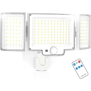Motion Sensor Outdoor Light, 188 LED 4200LM Flood Lights Outdoor, 6500K , 3 Modes with Remote Control, IP65 , Adjustable Heads, Hardwired 120V for Garage, Yard, Porch, 1 Pack White