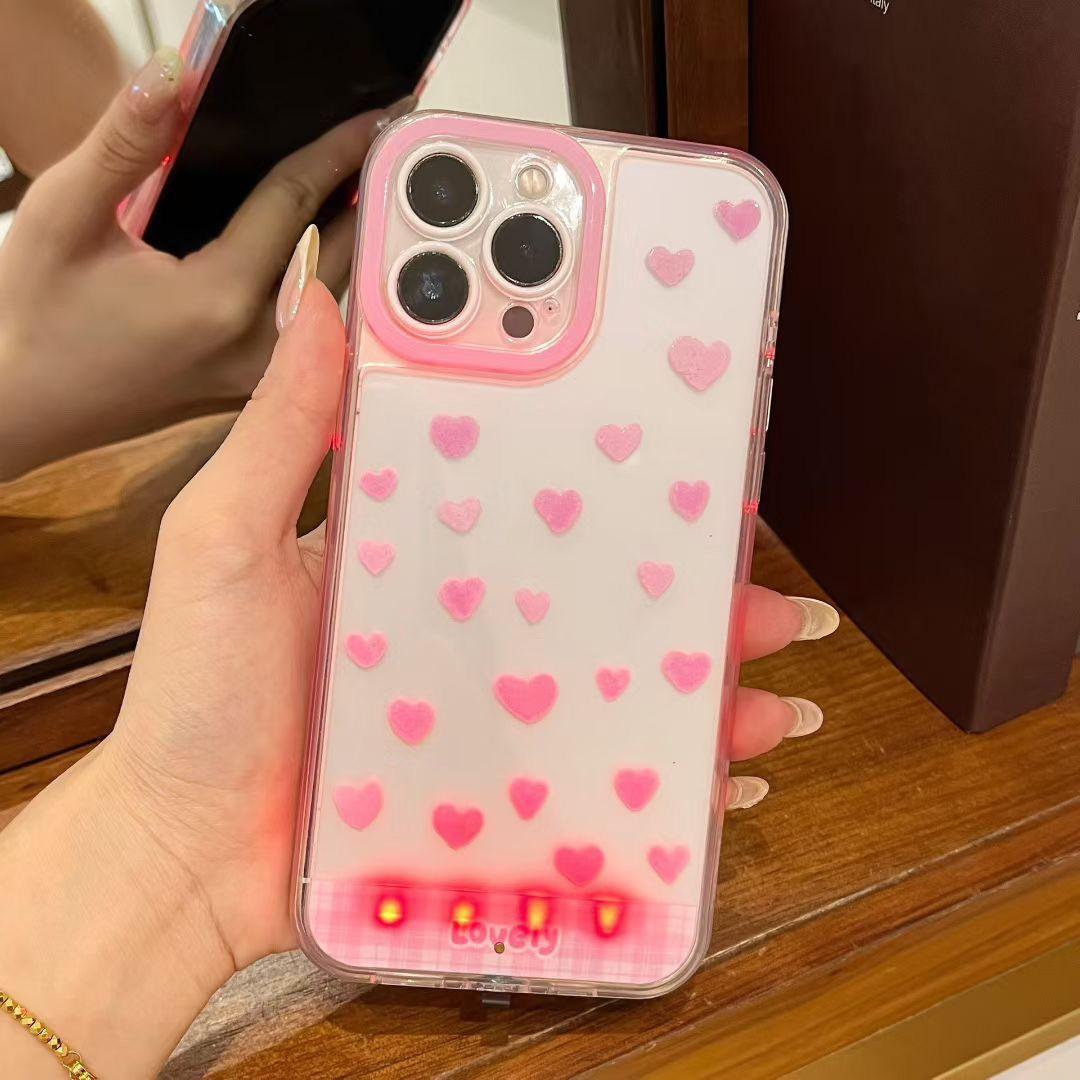 LED Love Phone Case, Compatible with iPhone 17/16/15/14/13/12/11 Pro/Pro Max/Plus, iPhone 17 PRO MAX, Stylish Protective Cover, Unique Design for Daily Use, Protective Casing