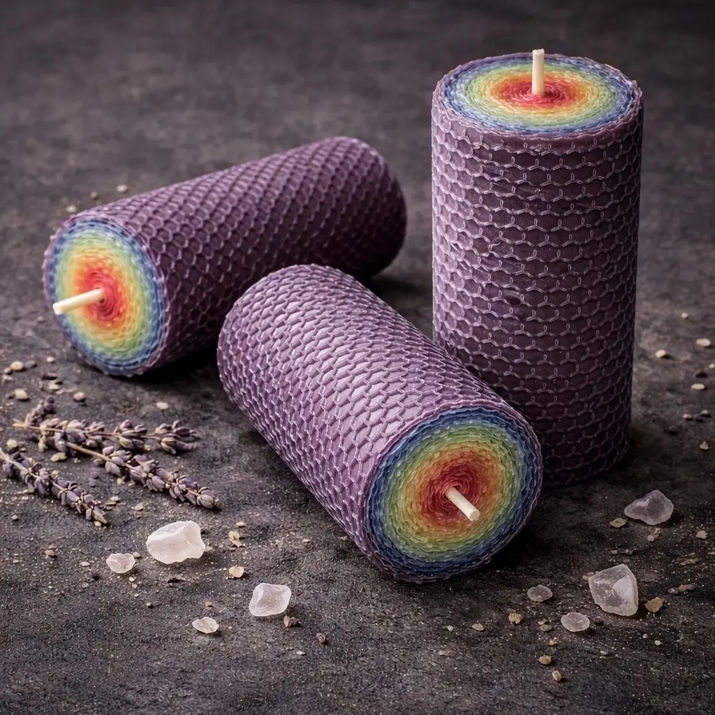 3pcs Rainbow Chakra Beeswax Candles, Scented Wax Candle, Long Burning Tabletop Decor, Halloween Christmas Holiday Gift Set For Women Men, Bedroom Spa Indoor Home Decorations