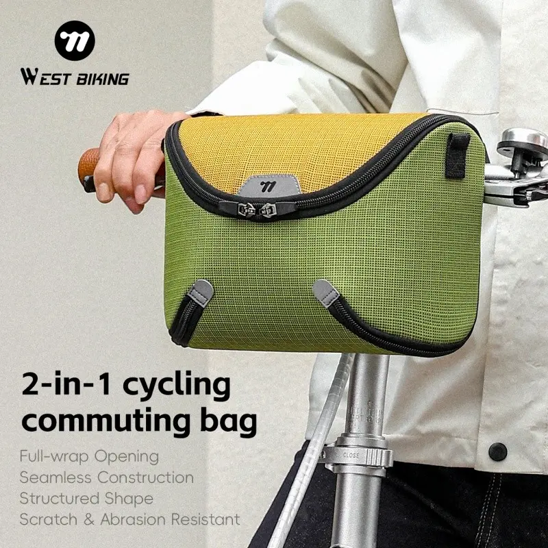 WEST BIKING Portable Bag Bike Front Bags Basket Front Carrier Bags Easy and Quick Installation Bicycle Handlebar Bag