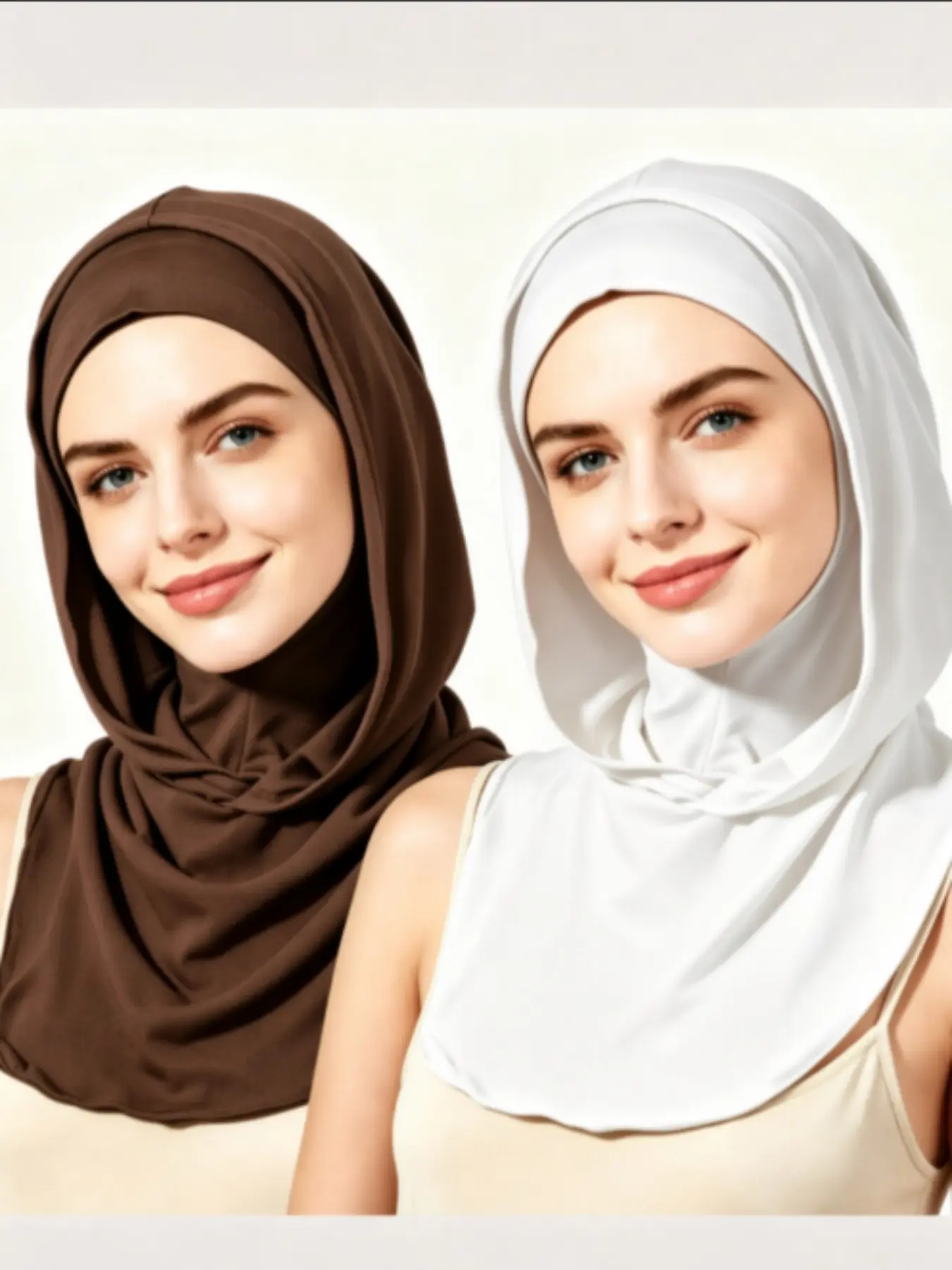2-Pack Muslim Double-Layer Hijab Set, Elegant Hooded Hijab for Ramadan, High-Quality Festival Headwear, Women's Fashion Essential