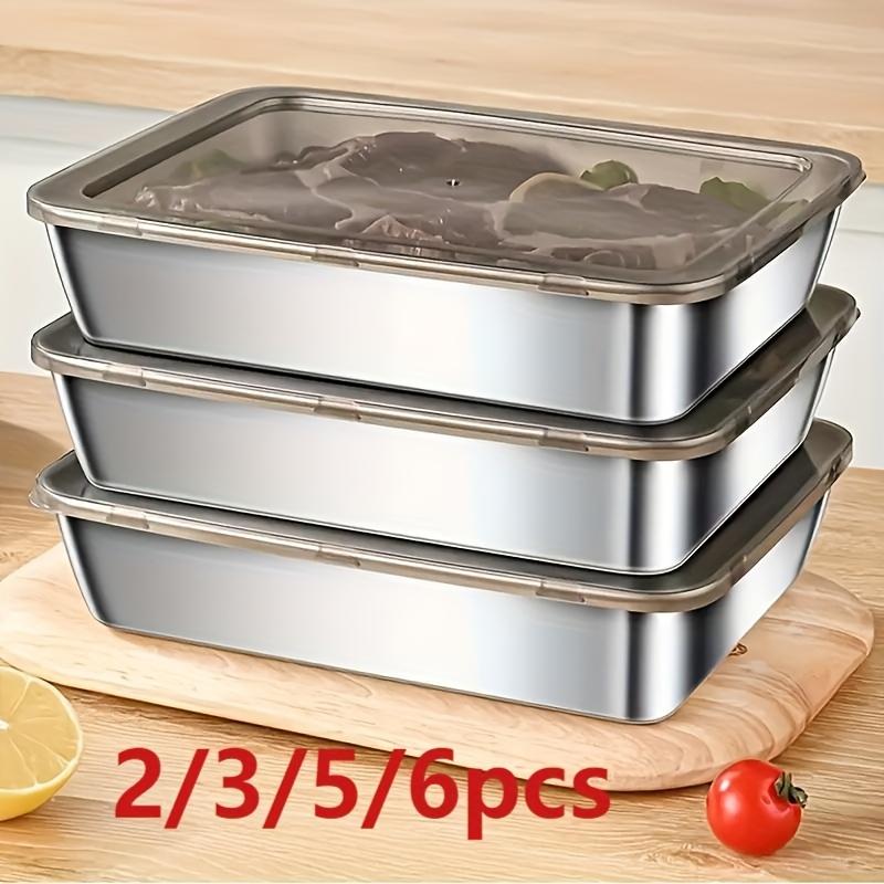 Buy 2 Get 1 Free! 3 Stainless Steel Food Storage Containers – Free Lids & Durable Baking Trays, Reusable & Easy to Clean |   Great for Picnics, Meal Prep, Fridge Storage (Kitchen Essential)