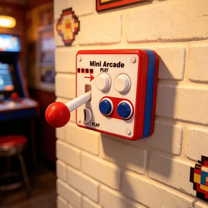 Retro Arcade Joystick Light Switch Panel, Peel-And-Stick Backing, Ideal for Gaming Rooms, Perfect Gift for Game Enthusiasts