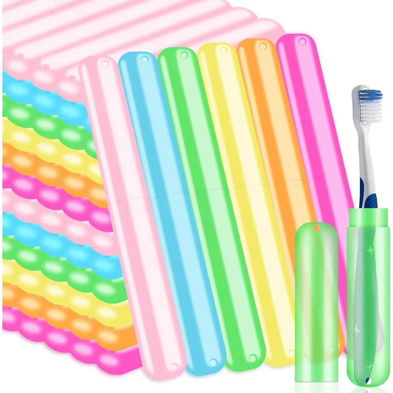 100 PCS Travel Toothbrush Holder Bulk, Back to School, Classroom Pencil Case for Kids, Toothbrush Case Cover for Travel,, Indoor,, Trip, Camping, School.