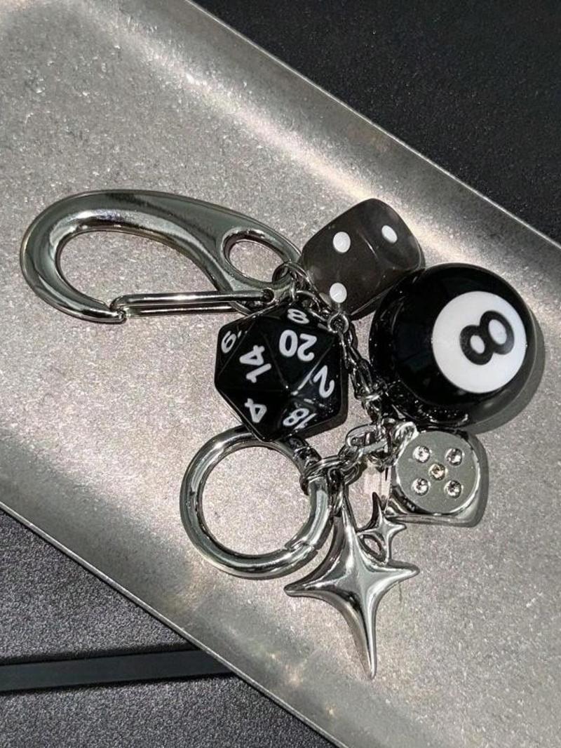 Dice & Ball Design Keychain, Cute Keychain for Car Keys for Women & Men, Fashion Accessories for Bag Decoration, Keychain Pendant