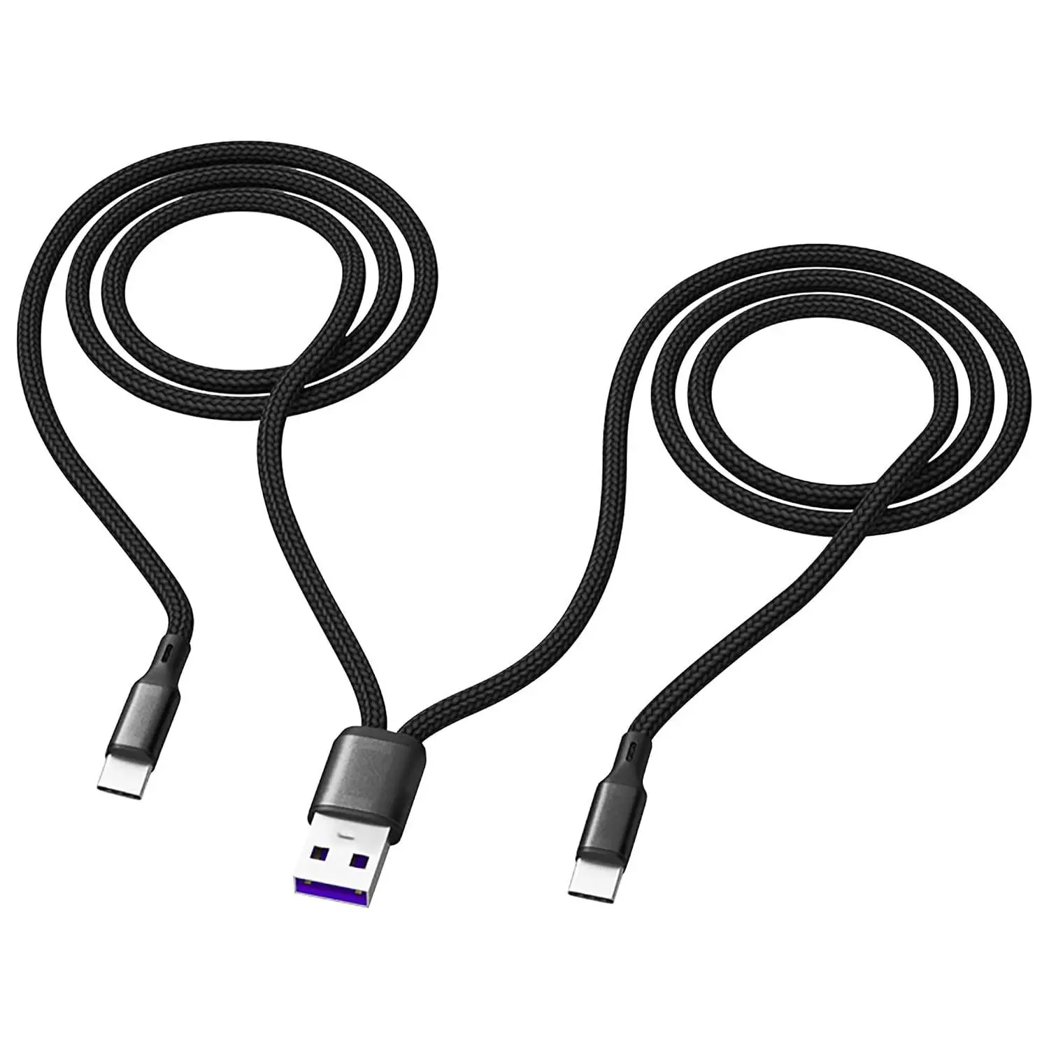 Multi USB C  6.6FT,2 in 1 Multiple Type C ,3A  Splitter USB C Charge, Nylon Cord,USB A to Double USB C Port,Compatible with  15,iPad Pro/Air, S24 S23 S22,,Android