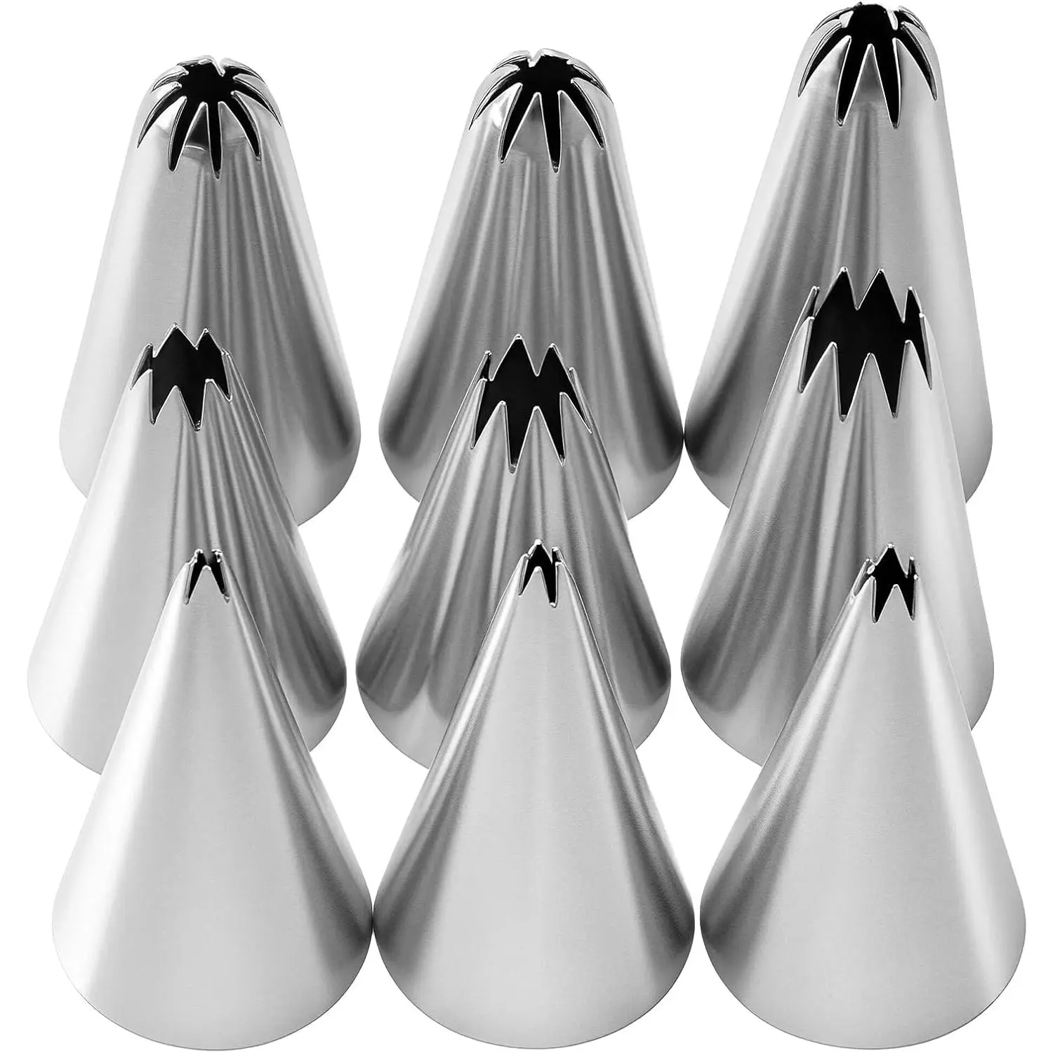 9- Open  Piping Tips Set - Small   Frosting Nozzles, Stainless Steel Icing Tips  Pastry Tips, Frosting Nozzle Kit for Cupcakes Cakes Cookies Decorating