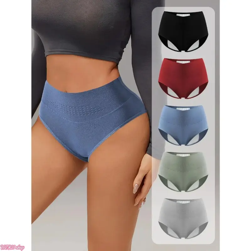 [SummerWins]Women's Period Underwear, 5-Pack Cotton High-Waist Briefs, Plus-Size Leak Proof Panties for Postpartum Recovery, Underwear For Women