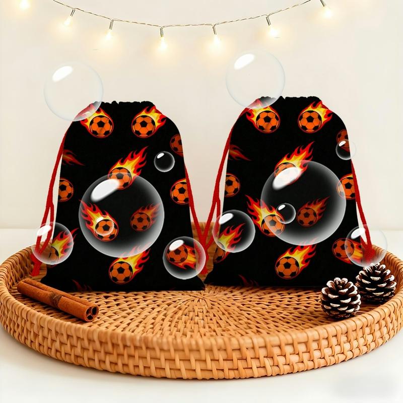 Short Plush Drawstring Dtorage Bag Football party decoration with football patterns (21) Jewelry storage bag, 130g short plush, candy storage bag Festivals, parties, weddings drawstring gift bag