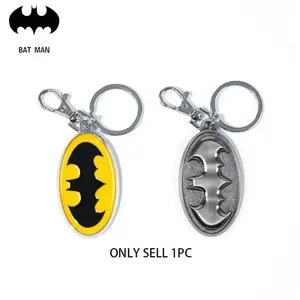 1PC WB Officially Licensed Iconic Batman Logo Colored Pewter Keychain Stylish Key Ring Collectible Key Chains for Men and Women Premium Keychain Accessories Birthdays Gift for Family
