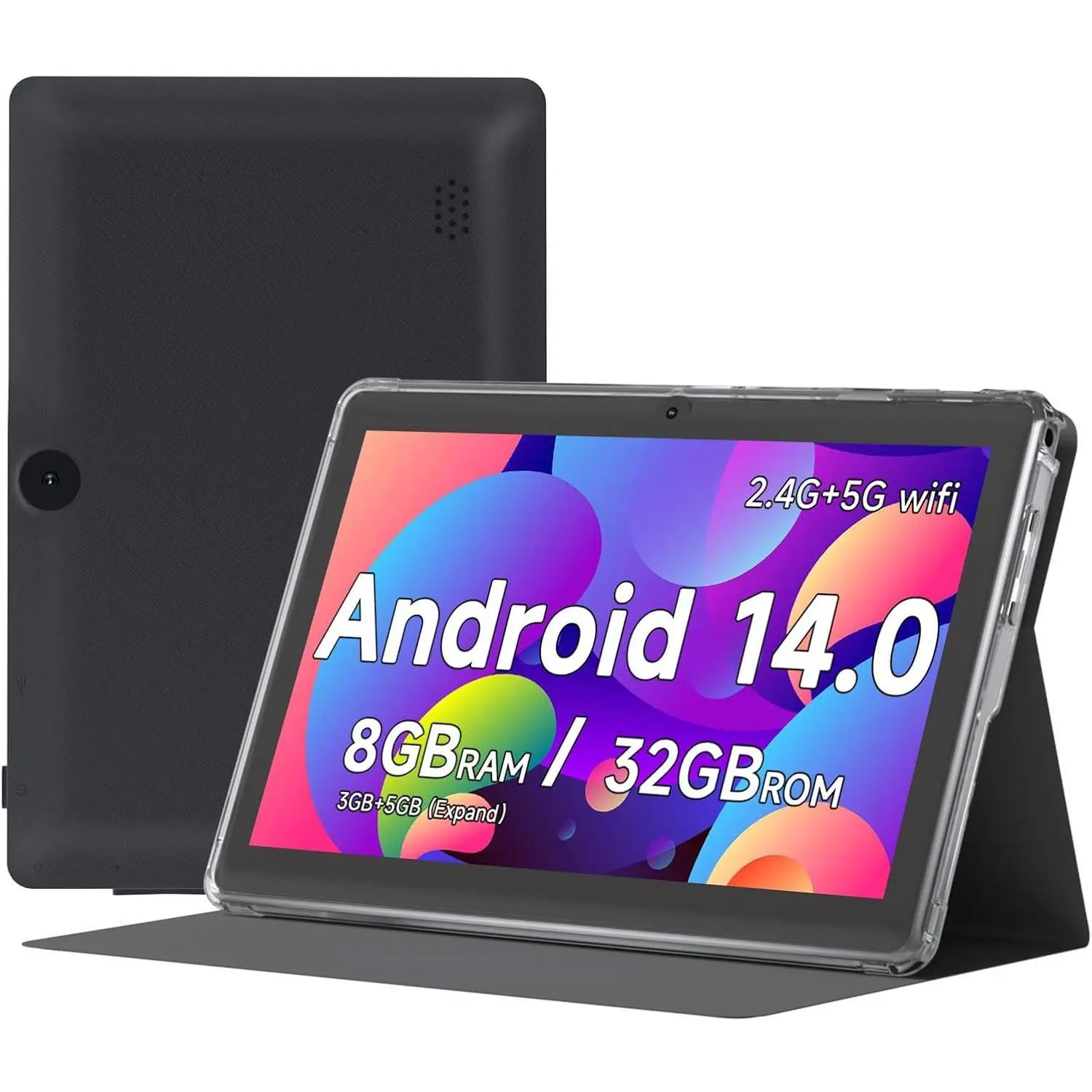 Andriod Tablet 7 Inch with Protective Case, RAM 8GB(3GB+5GB Expand) ROM 32GB 1TB Expand, IPS 1024 * 600 Bluetooth, 2.4G+5G WiFi, GMS, Widevine L1,YouTube, Netfilx for Gifts(Black), Android, Android Tablet Computer, Touchscreen Android Tablet