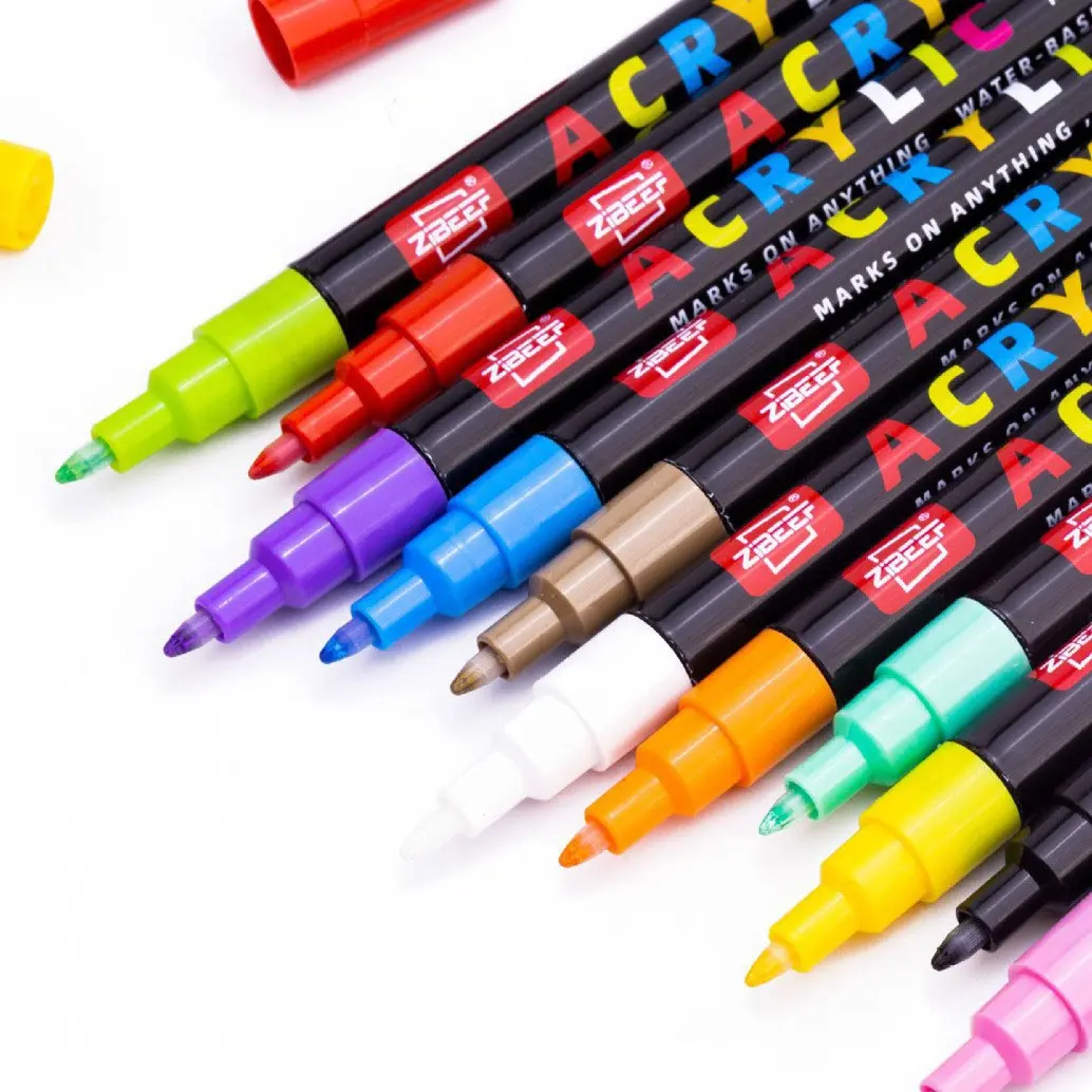 Gn-Z2100 Acrylic Marker Pen, 0.7mm Fine Hard Tip, Waterproof, Non-See-Through, Student Art Supplies, Graffiti Drawing Tool, Coloring Graffiti Pen, Markers For Coloring, Art Pens