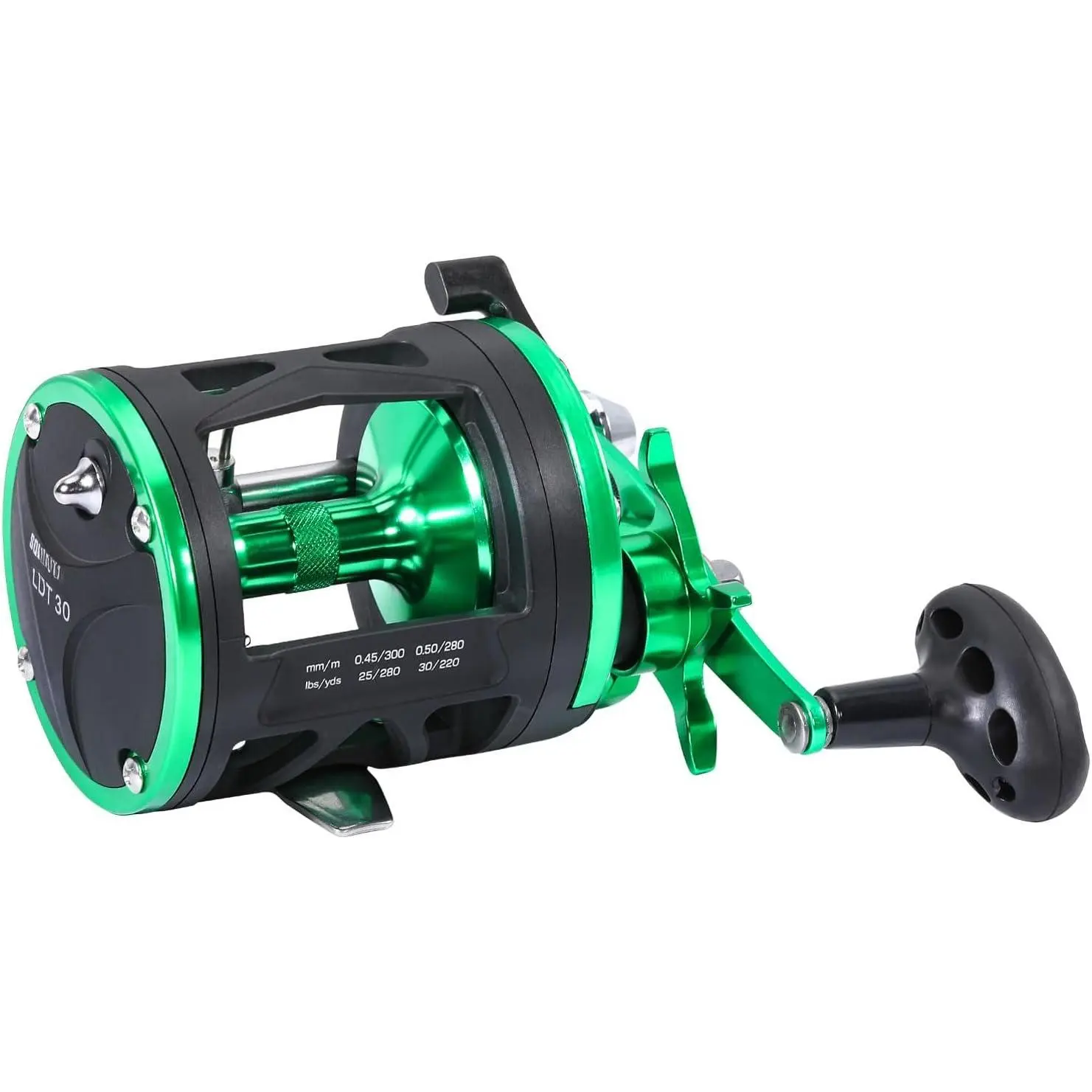 Round Baitcasting Fishing Reel –CNC Machined   Catfish Reel with 25LB Max Drag,  Trolling Reel with Level Wind &  Braking System for Musky Bass Pike