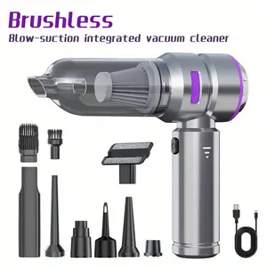Portable handheld vacuum cleaner, 3-level suction adjustment, 4-in-1 multifunctional, powerful suction, with LED power indicator, suitable for computer dust removal and use in cars and homes