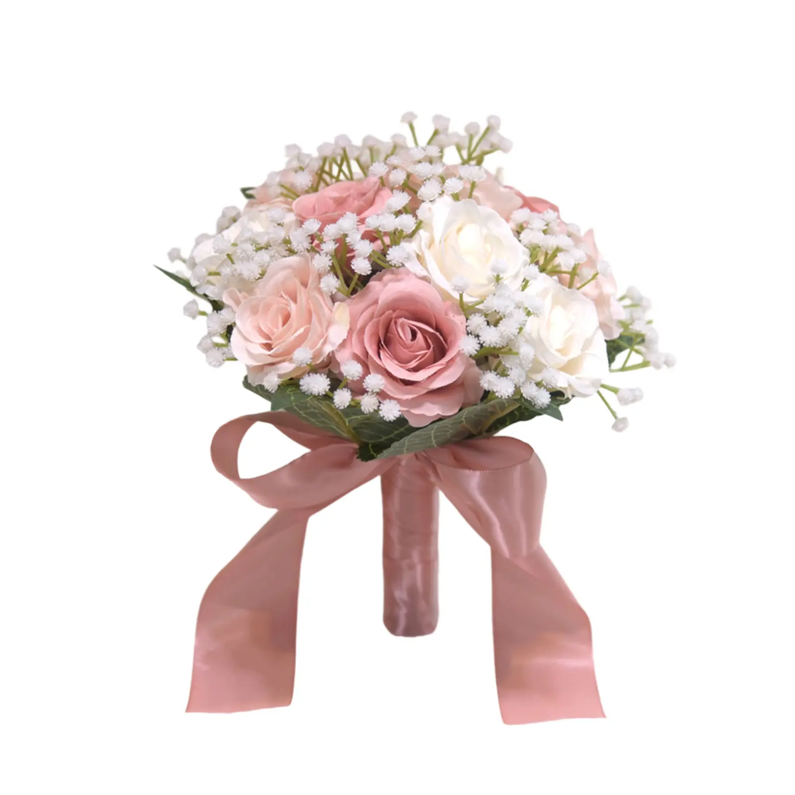 Pink & Champage Wedding Bouquets for Bride，Wedding Bouquet Artificial Rose Bouquets Bridal Wedding Photo Booth Props Wedding Decorations