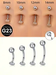 Titanium Alloy Cz Simple Navel Ring Set, Sexy Navel Piercing Jewelry, 8mm/10mm/12mm/14mm, Suitable for Women Daily Wear