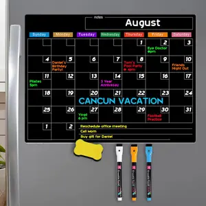 Magnetic Dry Erase Fridge Calendar Set – Monthly Whiteboard Planner Board with 3 Markers & Eraser, Reusable Budget & Bill Organizer for Kitchen, Family Command Center Wall Schedule