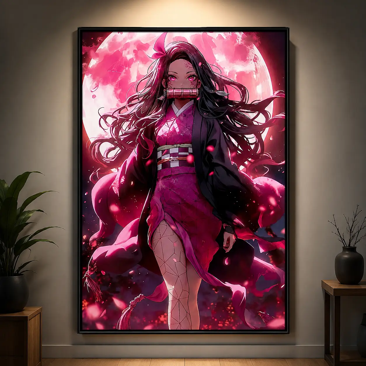 Nezuko Demon Slayer Metal Poster, Japanese Anime Wall Art Decor, Manga Style Character Artwork for Bedroom Gaming Room Dorm, Dark Fantasy Room Decoration, Gift for Anime Fans