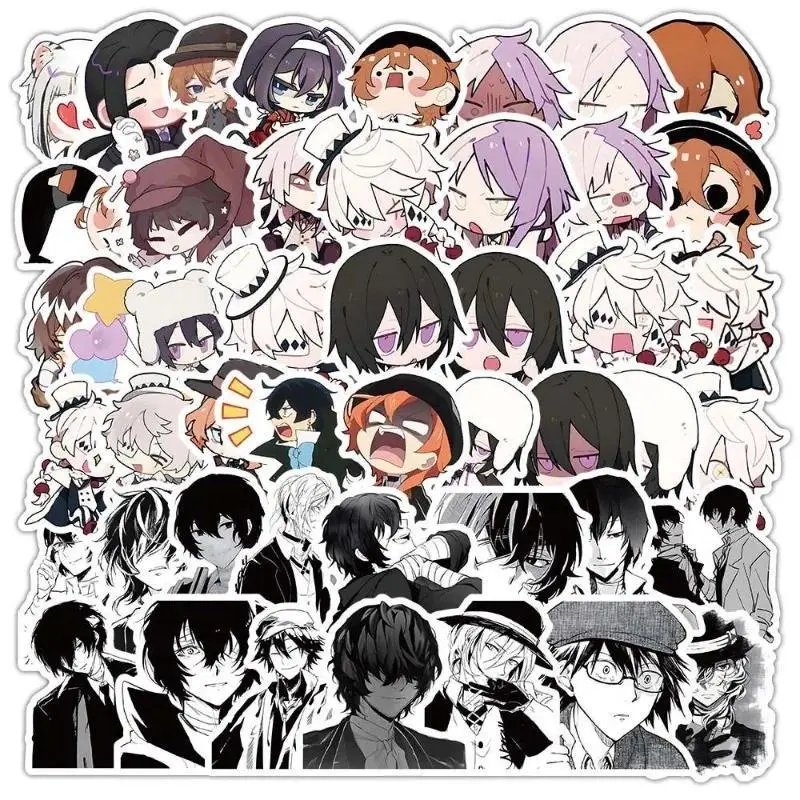 2026 hot item Bungo Stray Dogs anime cartoon cute stickers kawaii 2D manga style boys and girls DIY graffiti decoration 60pcs decals wholesale Popular toys